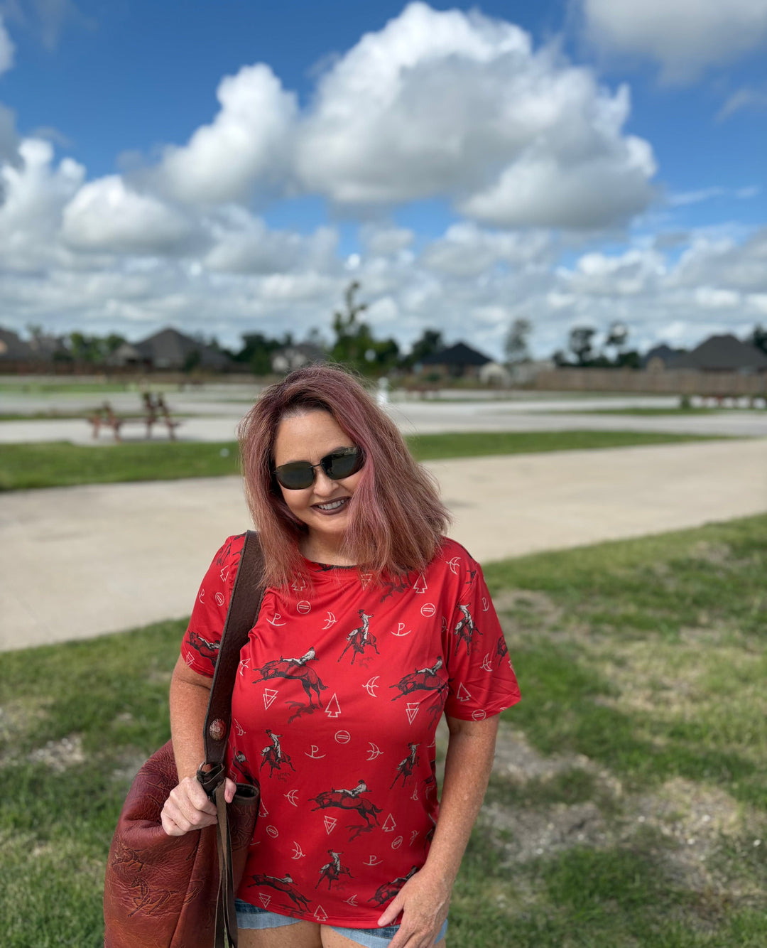 Wild Bronc Tee-Red-Women's top-Whiskey Ray's Boutique-Whiskey Ray's Boutique, Women's Western Wear Boutique in Waxahachie, TX