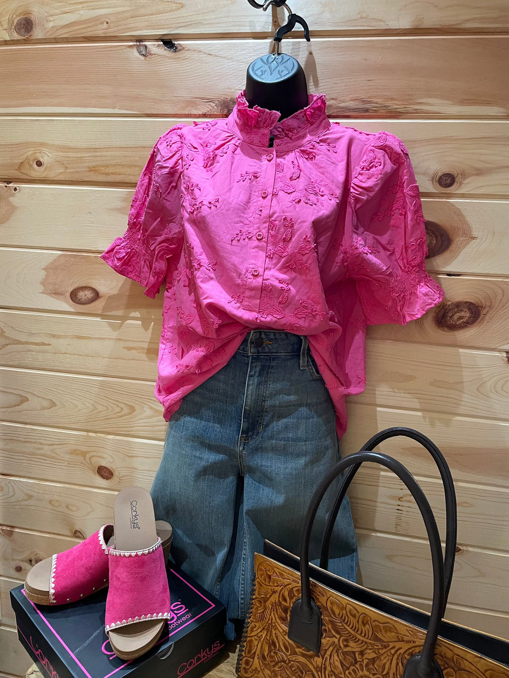 Women’s Button Up Lace Accent Blouse-Women's top-Whiskey Ray's Boutique-Whiskey Ray's Boutique, Women's Western Wear Boutique in Waxahachie, TX