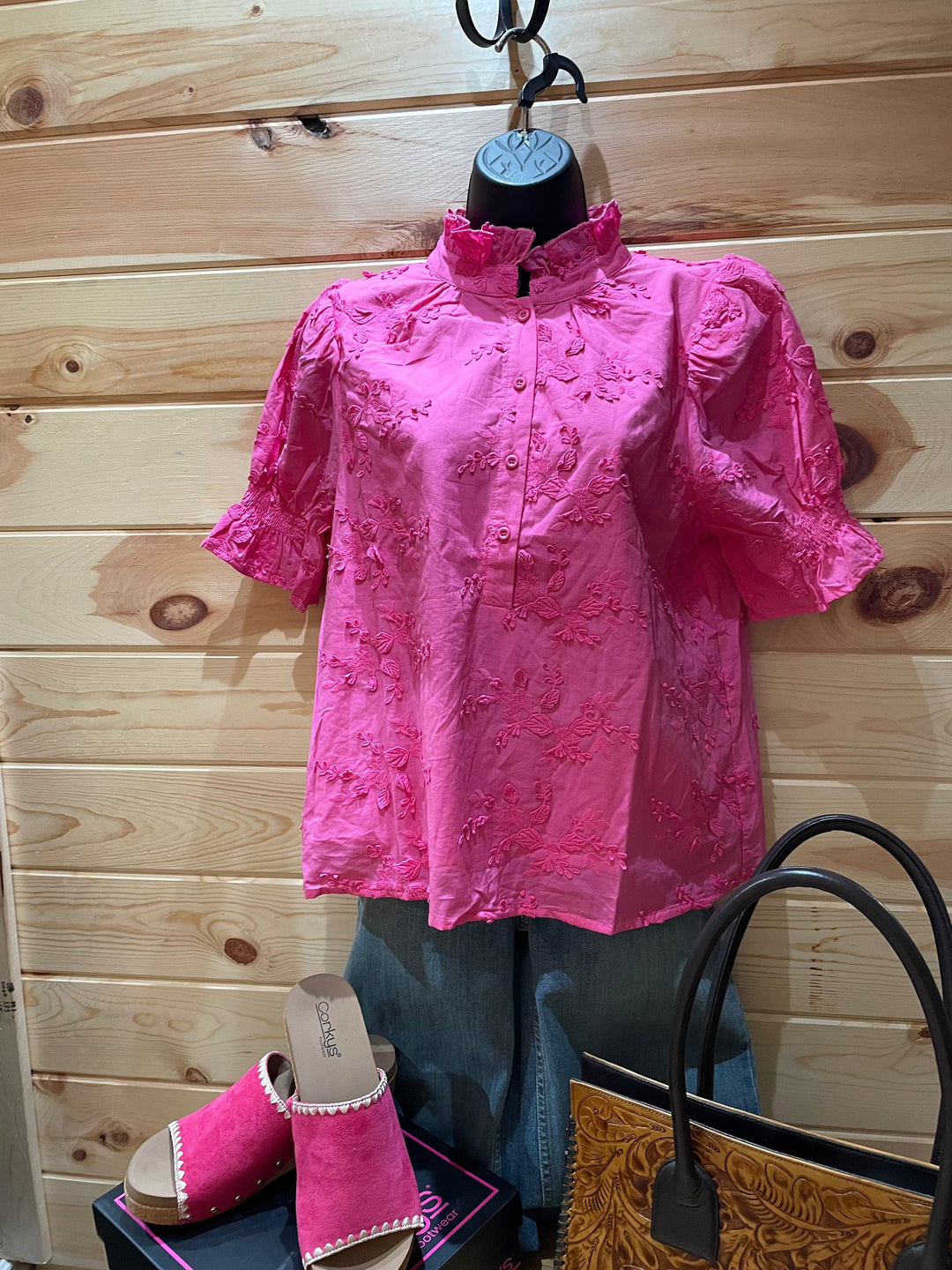 Women’s Button Up Lace Accent Blouse-Women's top-Whiskey Ray's Boutique-Whiskey Ray's Boutique, Women's Western Wear Boutique in Waxahachie, TX