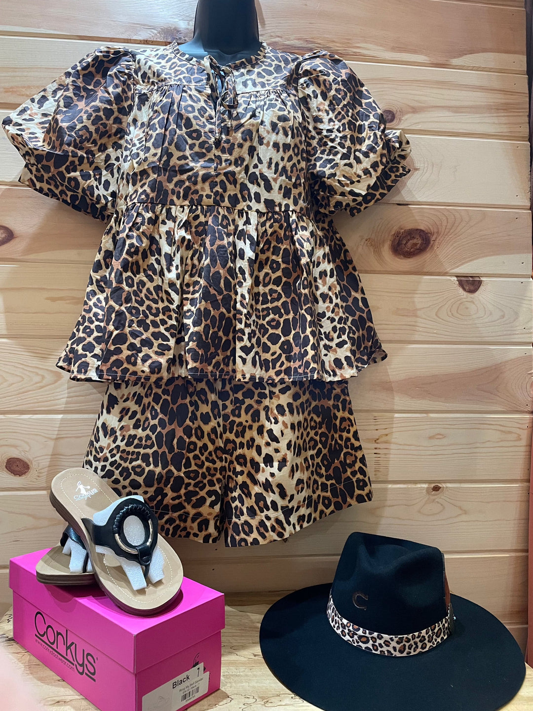 Women's Leopard Print Puff Short Sleeve-Women's top-Whiskey Ray's Boutique-Whiskey Ray's Boutique, Women's Western Wear Boutique in Waxahachie, TX