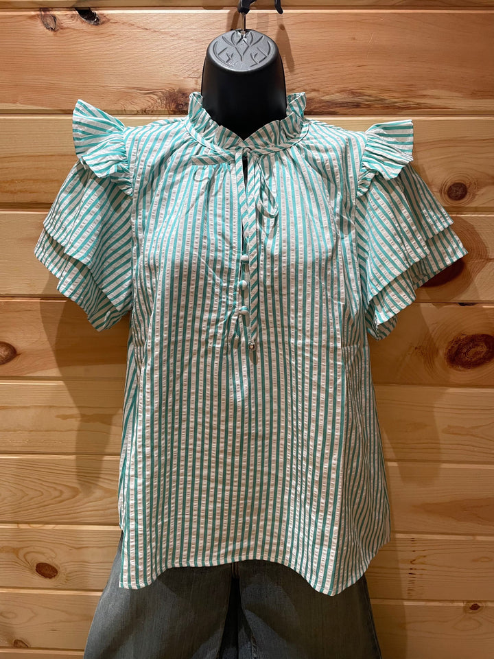 Women's Striped Baby Doll Top-Women's top-Whiskey Ray's Boutique-Whiskey Ray's Boutique, Women's Western Wear Boutique in Waxahachie, TX