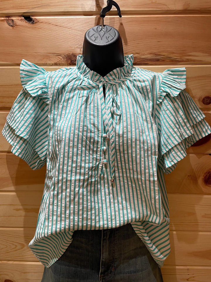 Women's Striped Baby Doll Top-Women's top-Whiskey Ray's Boutique-Whiskey Ray's Boutique, Women's Western Wear Boutique in Waxahachie, TX