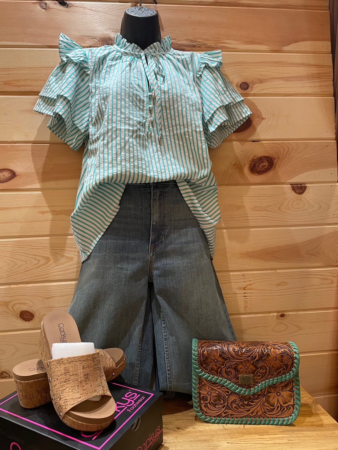 Women's Striped Baby Doll Top-Women's top-Whiskey Ray's Boutique-Whiskey Ray's Boutique, Women's Western Wear Boutique in Waxahachie, TX