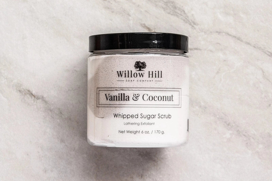 Vanilla & Coconut Whipped Sugar Scrub-Sugar Scrubs-Willow Hill Soap Company-Whiskey Ray's Boutique, Women's Western Wear Boutique in Waxahachie, TX