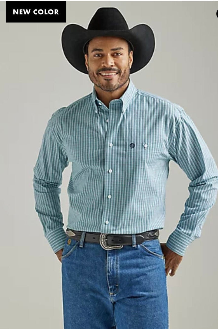 Wrangler George Strait Collection Long Sleeve Shirt-Men's Shirts-Wrangler-Whiskey Ray's Boutique, Women's Western Wear Boutique in Waxahachie, TX