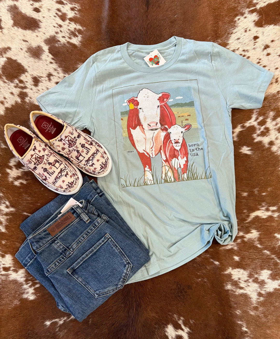 Women's Born In The USA T-shirt-Women's top-Whiskey Ray's Boutique-Whiskey Ray's Boutique, Women's Western Wear Boutique in Waxahachie, TX