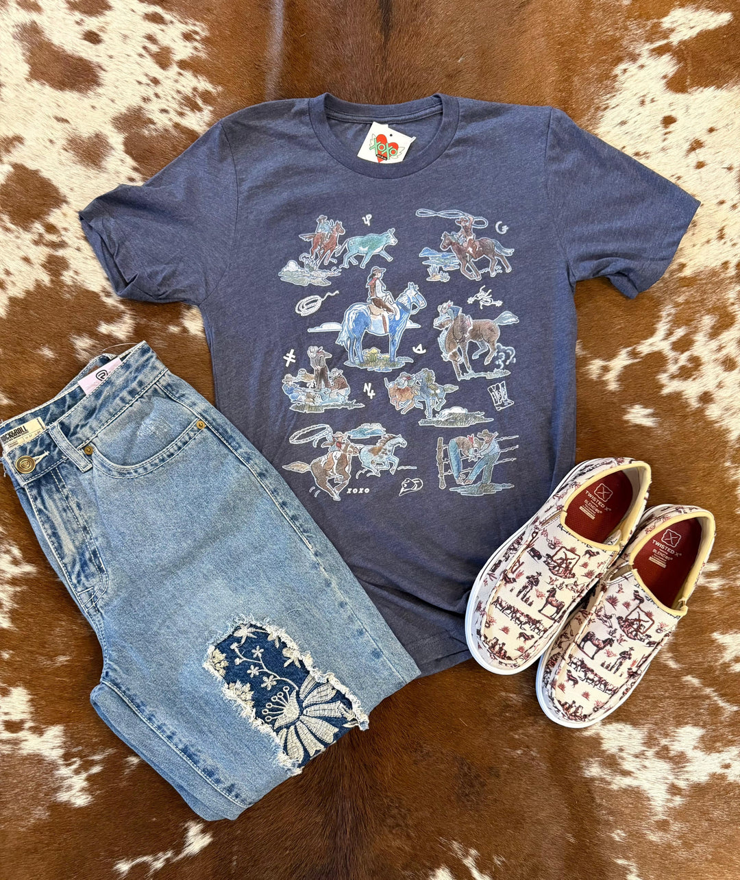 Women's Cowboy's On The Range T-shirt-Women's top-xoxoart-Whiskey Ray's Boutique, Women's Western Wear Boutique in Waxahachie, TX
