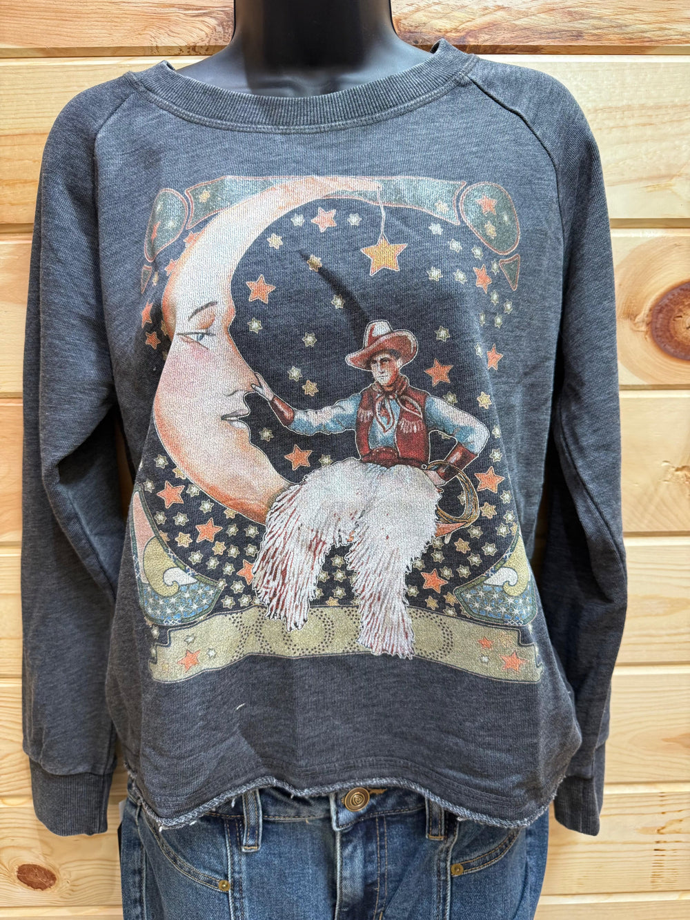 Women's Man On The Moon Sweater-Women's top-xoxoart-Whiskey Ray's Boutique, Women's Western Wear Boutique in Waxahachie, TX
