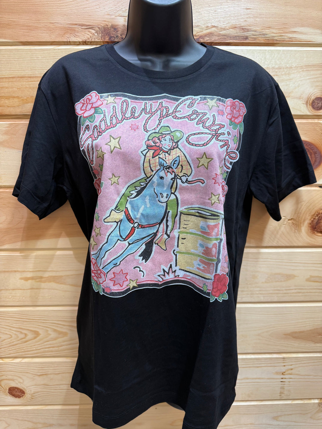 Women's Saddle Up Barrel Racer T-shirt-Women's top-xoxoart-Whiskey Ray's Boutique, Women's Western Wear Boutique in Waxahachie, TX