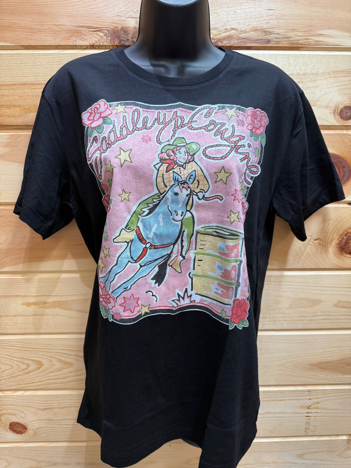 Women's Saddle Up Barrel Racer T-shirt-Women's top-xoxoart-Whiskey Ray's Boutique, Women's Western Wear Boutique in Waxahachie, TX