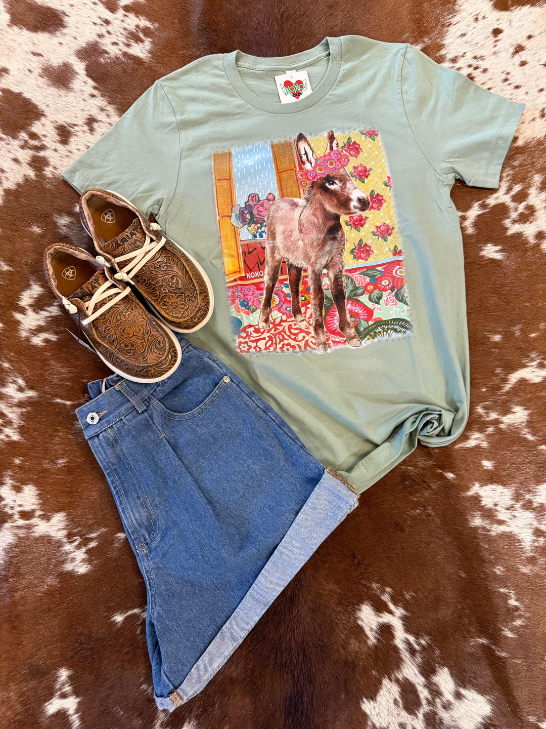 Women's Spring Donkey T-Shirt-Women's top-xoxoart-Whiskey Ray's Boutique, Women's Western Wear Boutique in Waxahachie, TX