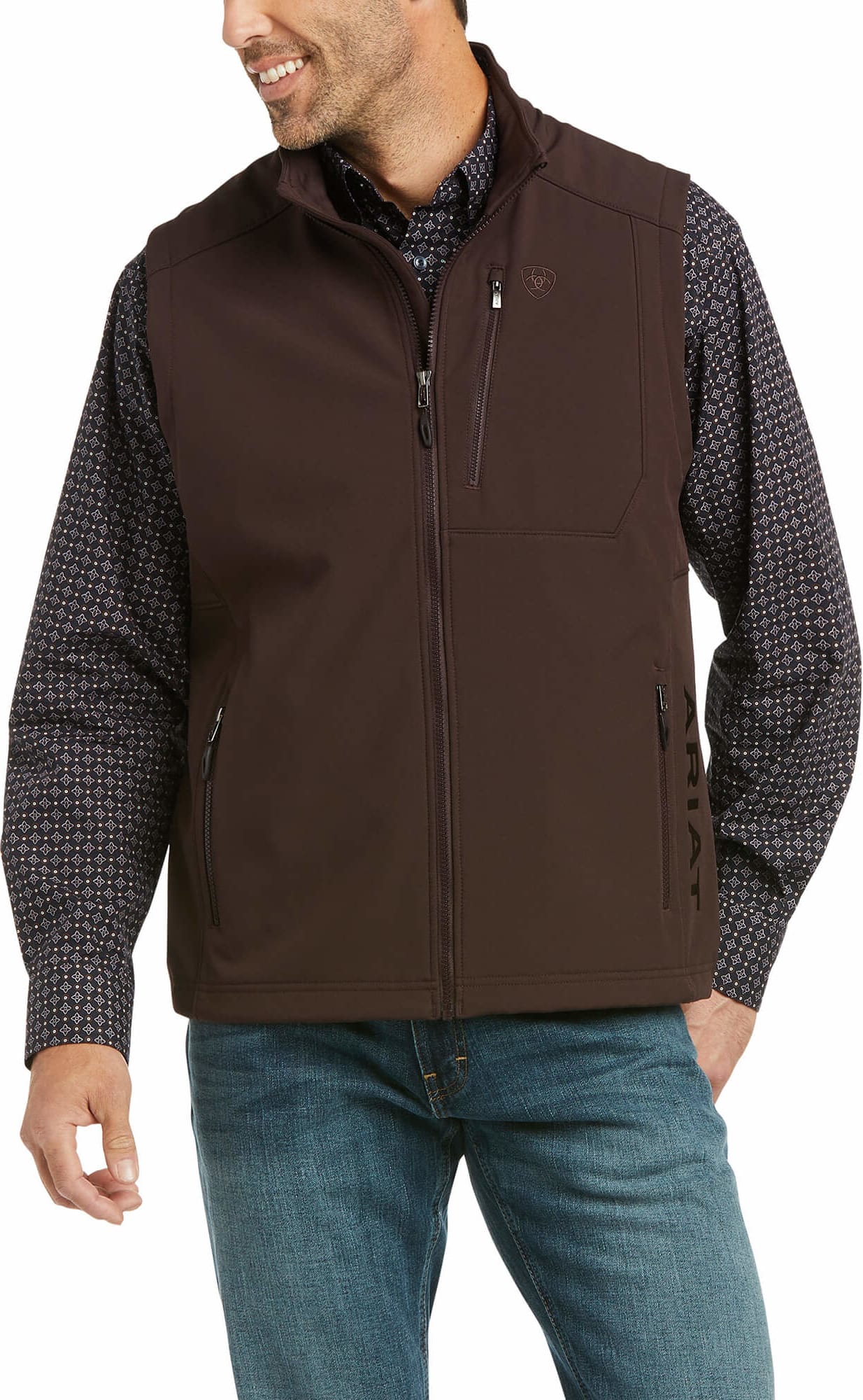 Ariat Men's logo 2.0 Patriot Softshell vest-Brown – Whiskey Ray's