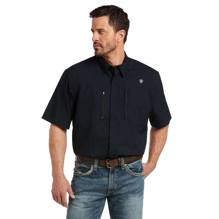 Ariat VentTek outbound Classic fit Shirt in Black-Men's Shirts-Ariat-Whiskey Ray's Boutique, Women's Western Wear Boutique in Waxahachie, TX