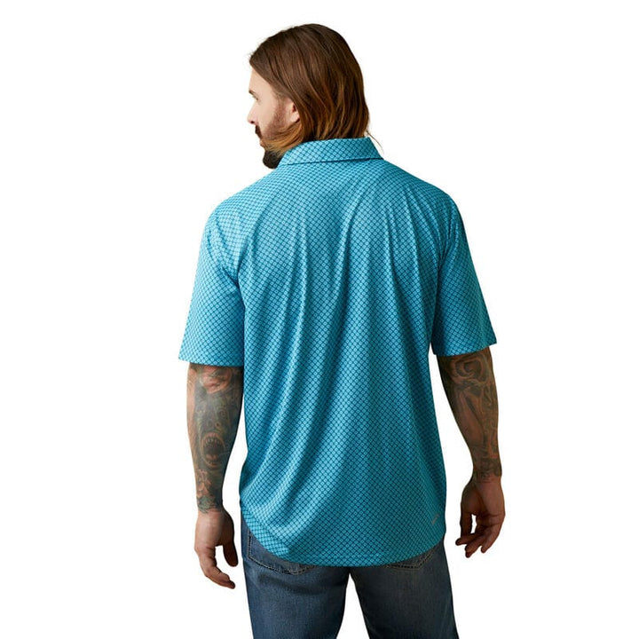 Ariat All Over Print Polo - Peacock Blue-Men's Shirts-Ariat-Whiskey Ray's Boutique, Women's Western Wear Boutique in Waxahachie, TX