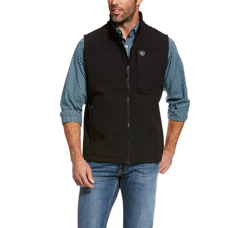 Ariat Men's Logo Softshell Vest- Black 10029231-Coats & Jackets-Ariat-Whiskey Ray's Boutique, Women's Western Wear Boutique in Waxahachie, TX