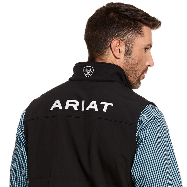 Ariat Men's Logo Softshell Vest- Black 10029231-Coats & Jackets-Ariat-Whiskey Ray's Boutique, Women's Western Wear Boutique in Waxahachie, TX