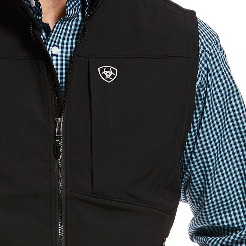 Ariat Men's Logo Softshell Vest- Black 10029231-Coats & Jackets-Ariat-Whiskey Ray's Boutique, Women's Western Wear Boutique in Waxahachie, TX