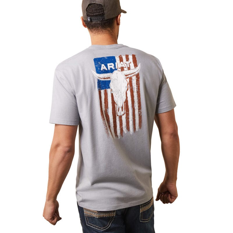 Ariat Steer Skull Flag T-Shirt-Men's Shirts-Ariat-Whiskey Ray's Boutique, Women's Western Wear Boutique in Waxahachie, TX