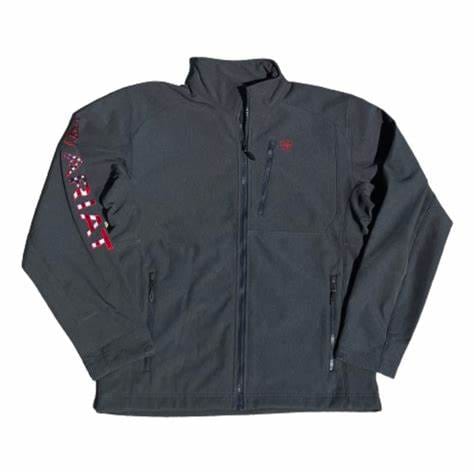 Logo 2.0 Softshell Jacket - Charcoal/Americana-10041616-Coats & Jackets-Ariat-Whiskey Ray's Boutique, Women's Western Wear Boutique in Waxahachie, TX