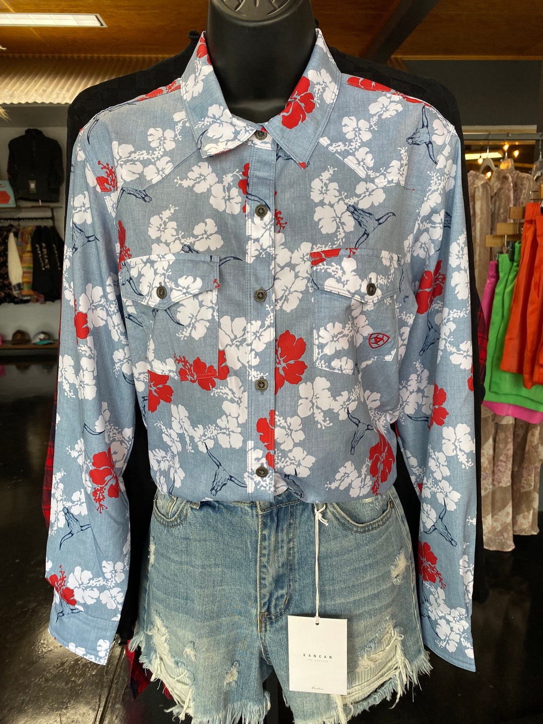 Ariat VentTek Western Aloha Long Sleeve-Long Sleeves-Ariat-Whiskey Ray's Boutique, Women's Western Wear Boutique in Waxahachie, TX