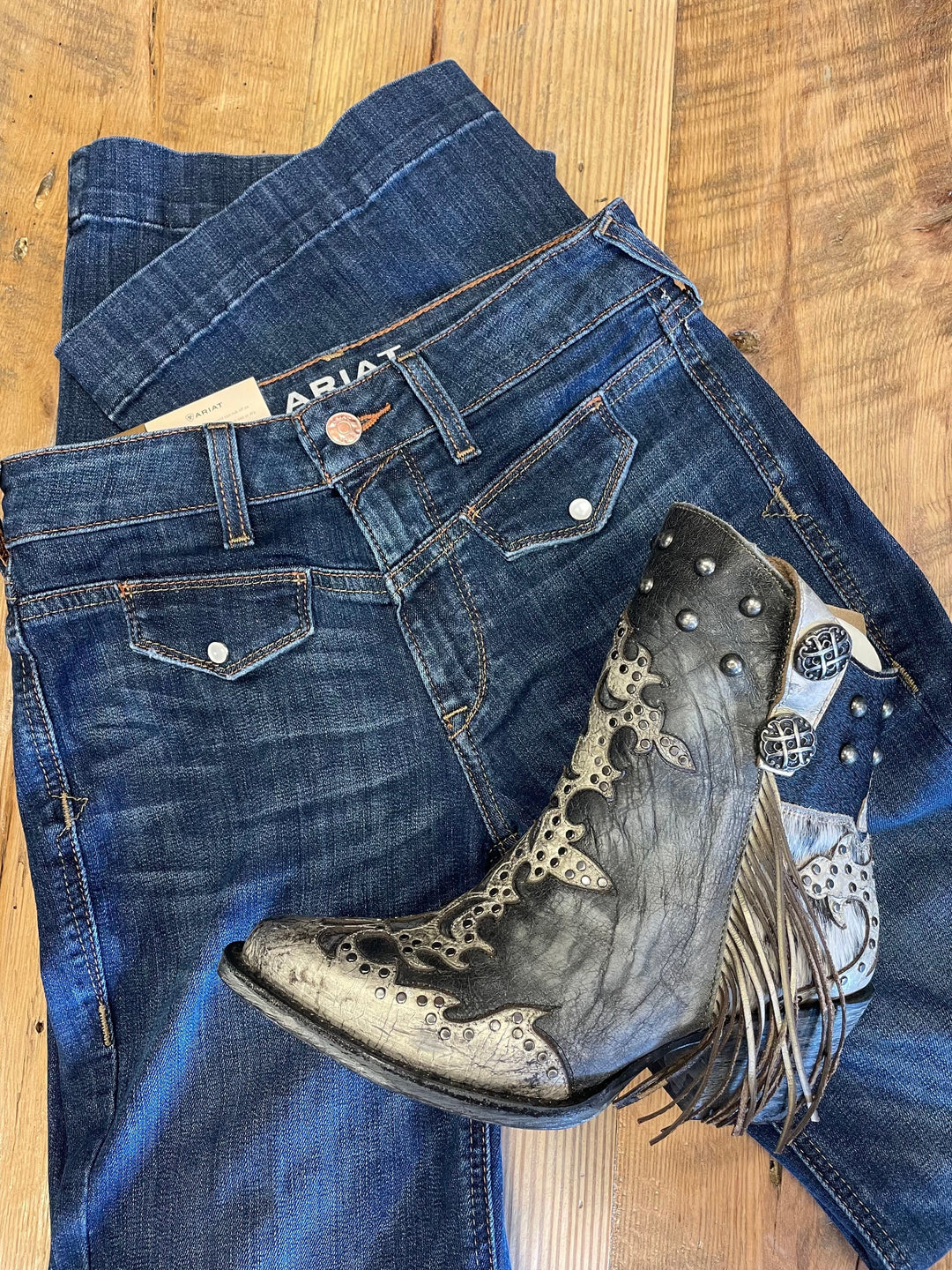 Slim Trouser Bessie Wide Leg Jean-Jeans-Ariat-Whiskey Ray's Boutique, Women's Western Wear Boutique in Waxahachie, TX