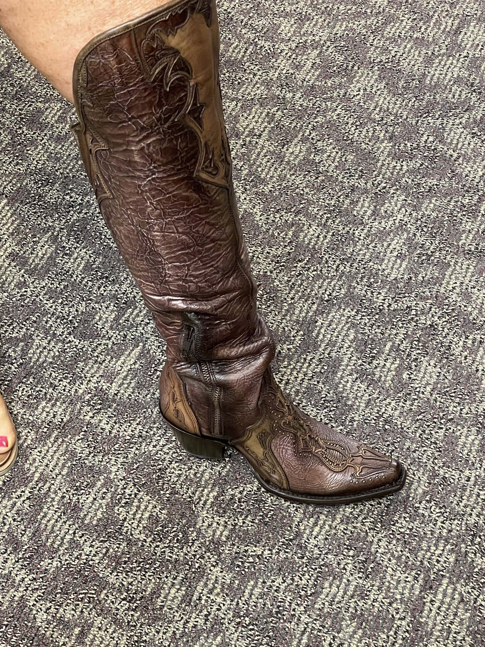 Corral Chocolate Overlay & Embroidered Western Boots-Boots-Corral-Whiskey Ray's Boutique, Women's Western Wear Boutique in Waxahachie, TX