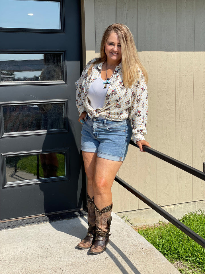 Buckaroo Girl Shirt-Long Sleeves-Cotton & Rye-Whiskey Ray's Boutique, Women's Western Wear Boutique in Waxahachie, TX