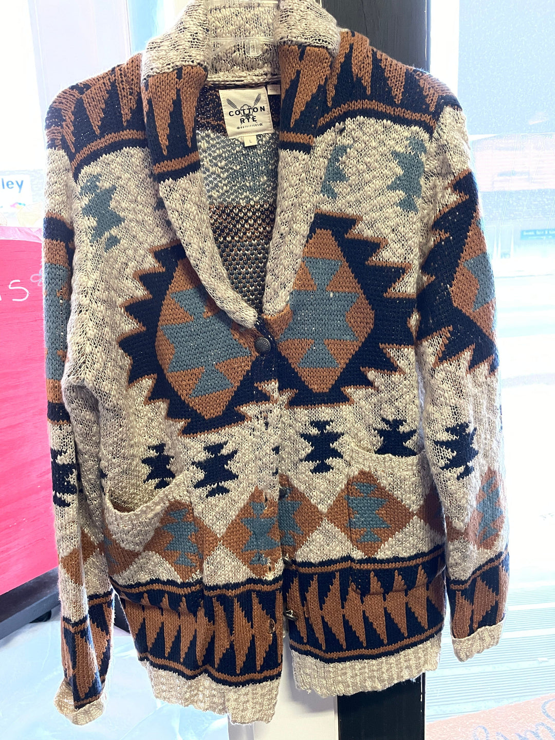 Ivory Aztec Cardigan-Cardigans-Cotton & Rye-Whiskey Ray's Boutique, Women's Western Wear Boutique in Waxahachie, TX