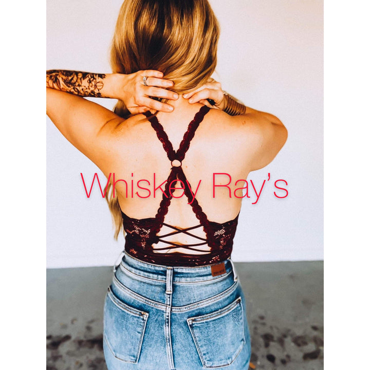 Juliette Crisscross Lace Bralette-Bras-Jady K-Whiskey Ray's Boutique, Women's Western Wear Boutique in Waxahachie, TX