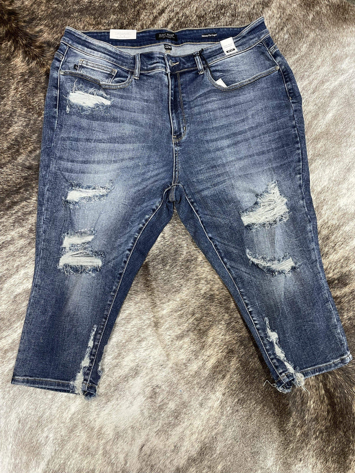 Judy Blue Curvy Mid-Rise Capri-Jeans-Judy Blue-Whiskey Ray's Boutique, Women's Western Wear Boutique in Waxahachie, TX