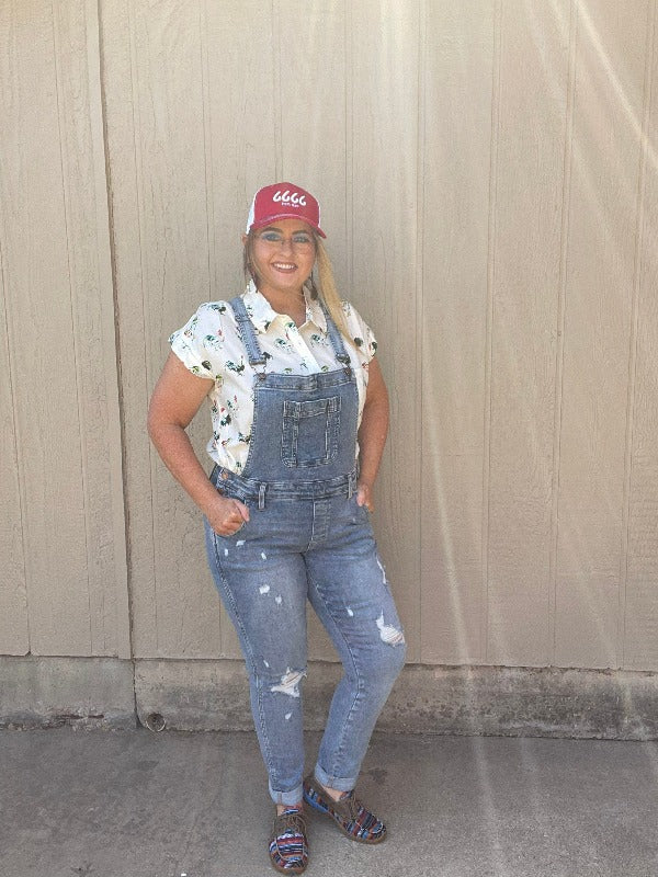 Destroyed boyfriend overalls-Overalls-Judy Blue-Whiskey Ray's Boutique, Women's Western Wear Boutique in Waxahachie, TX