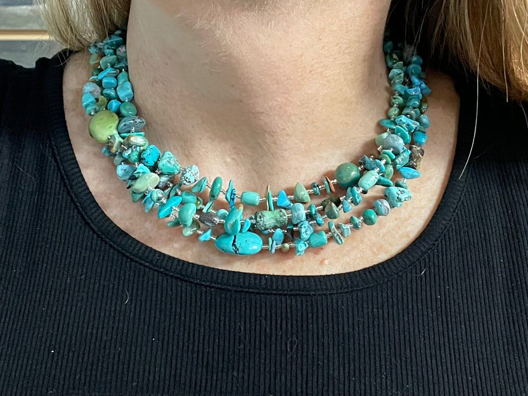 Paige Wallace 4-Strand Turquoise Necklace-Necklaces-Paige Wallace-Whiskey Ray's Boutique, Women's Western Wear Boutique in Waxahachie, TX