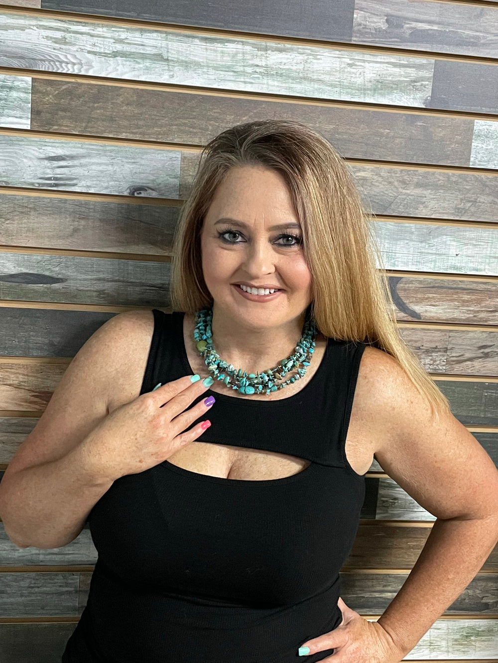 Paige Wallace 4-Strand Turquoise Necklace-Necklaces-Paige Wallace-Whiskey Ray's Boutique, Women's Western Wear Boutique in Waxahachie, TX