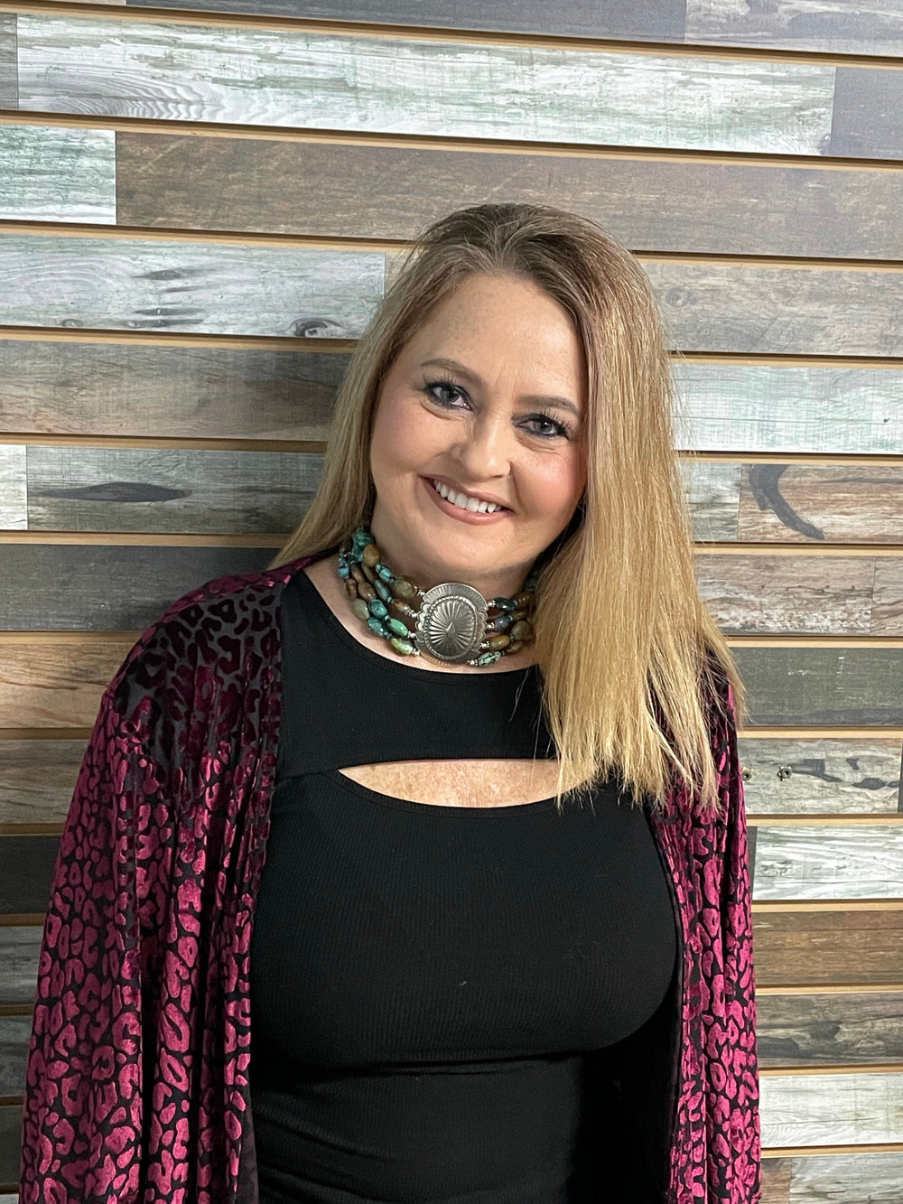 Paige Wallace Women's Turquoise Beaded & Silver Concho Choker Necklace-Necklaces-Paige Wallace-Whiskey Ray's Boutique, Women's Western Wear Boutique in Waxahachie, TX