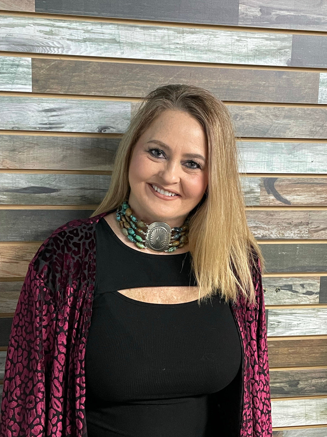 Paige Wallace Women's Turquoise Beaded & Silver Concho Choker Necklace-Necklaces-Paige Wallace-Whiskey Ray's Boutique, Women's Western Wear Boutique in Waxahachie, TX