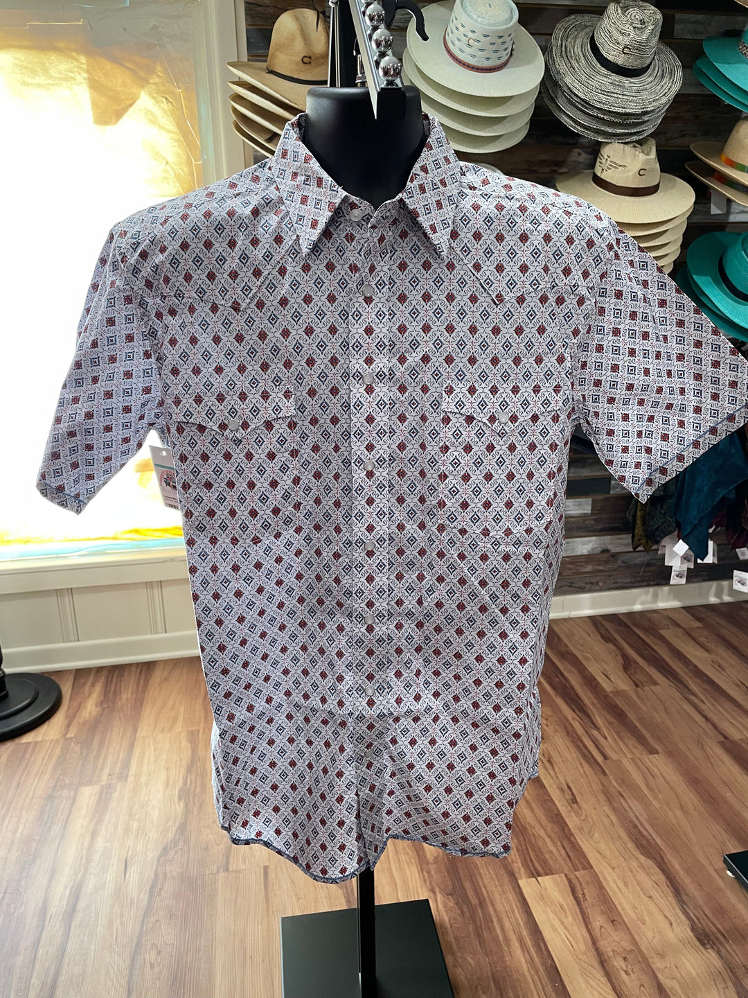 Panhandle Men's Rough Stock Aztec Print Short Sleeve Shirt-Men's Shirts-Panhandle-Whiskey Ray's Boutique, Women's Western Wear Boutique in Waxahachie, TX
