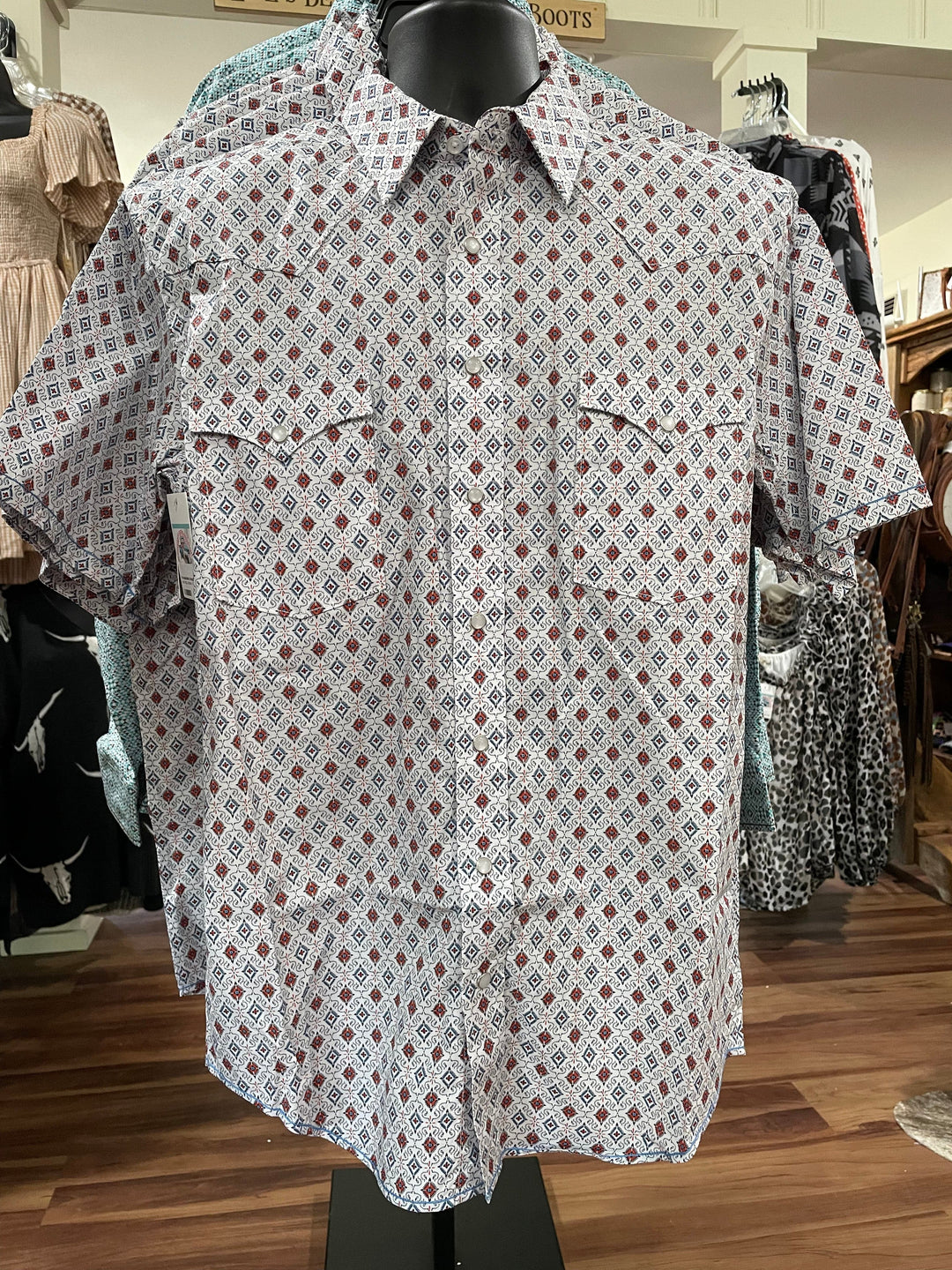 Panhandle Men's Rough Stock Aztec Print Short Sleeve Shirt-Men's Shirts-Panhandle-Whiskey Ray's Boutique, Women's Western Wear Boutique in Waxahachie, TX
