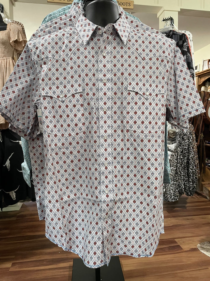 Panhandle Men's Rough Stock Aztec Print Short Sleeve Shirt-Men's Shirts-Panhandle-Whiskey Ray's Boutique, Women's Western Wear Boutique in Waxahachie, TX