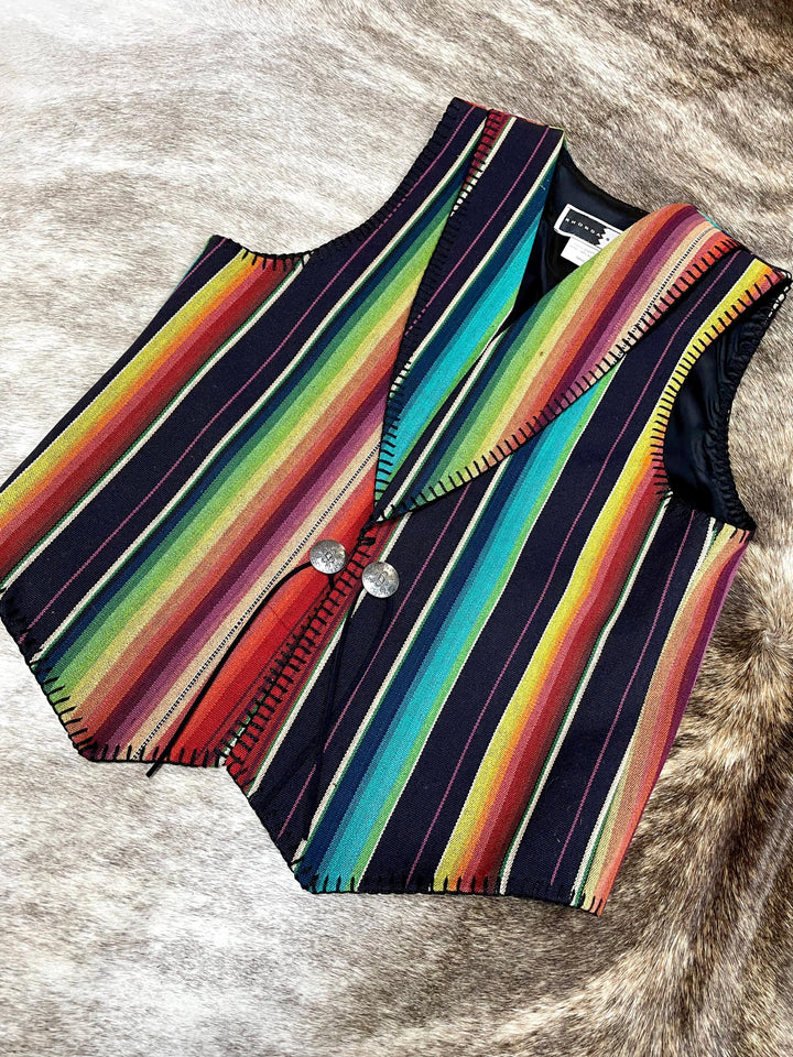 Rainbow Serape Lined Southwest Vest-Vests-Rhonda Stark Designs-Whiskey Ray's Boutique, Women's Western Wear Boutique in Waxahachie, TX