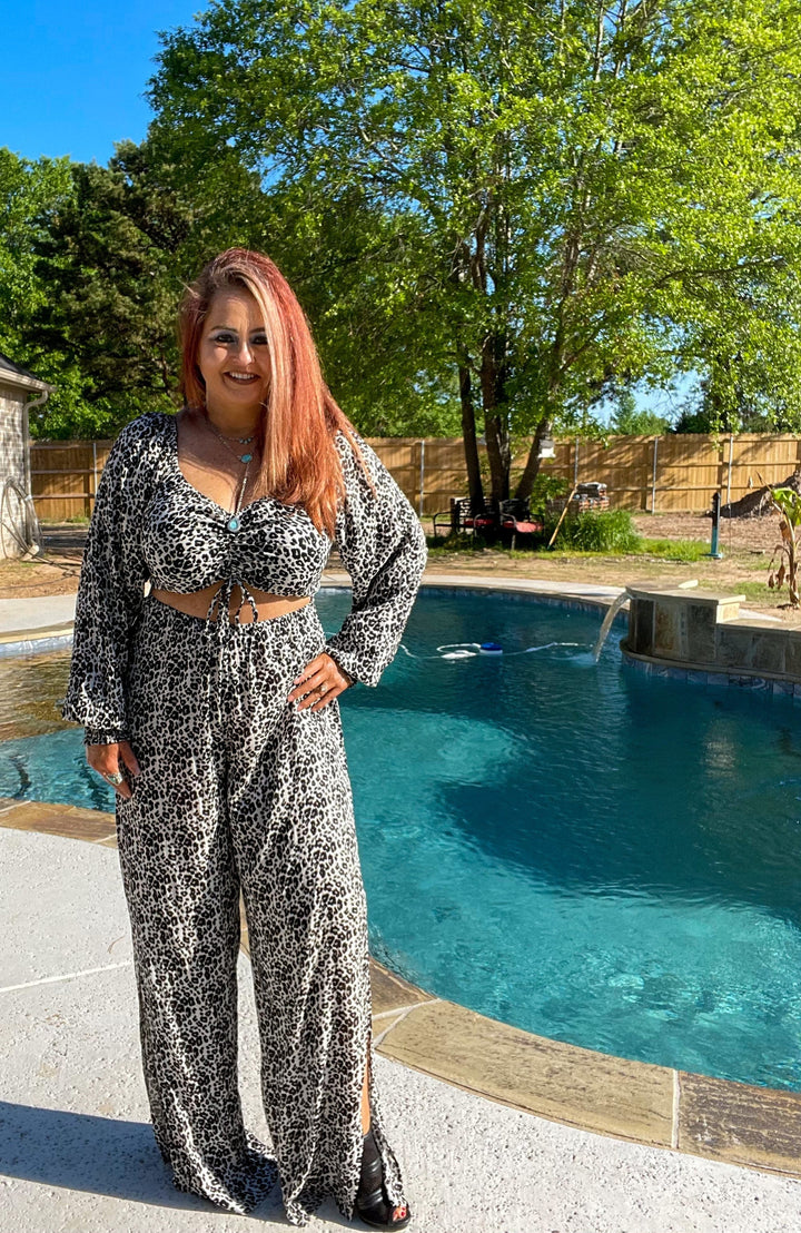 ALL OVER CHEETAH PRINT JUMPSUIT-Jumpsuits & Rompers-Rock & Roll Denim-Whiskey Ray's Boutique, Women's Western Wear Boutique in Waxahachie, TX