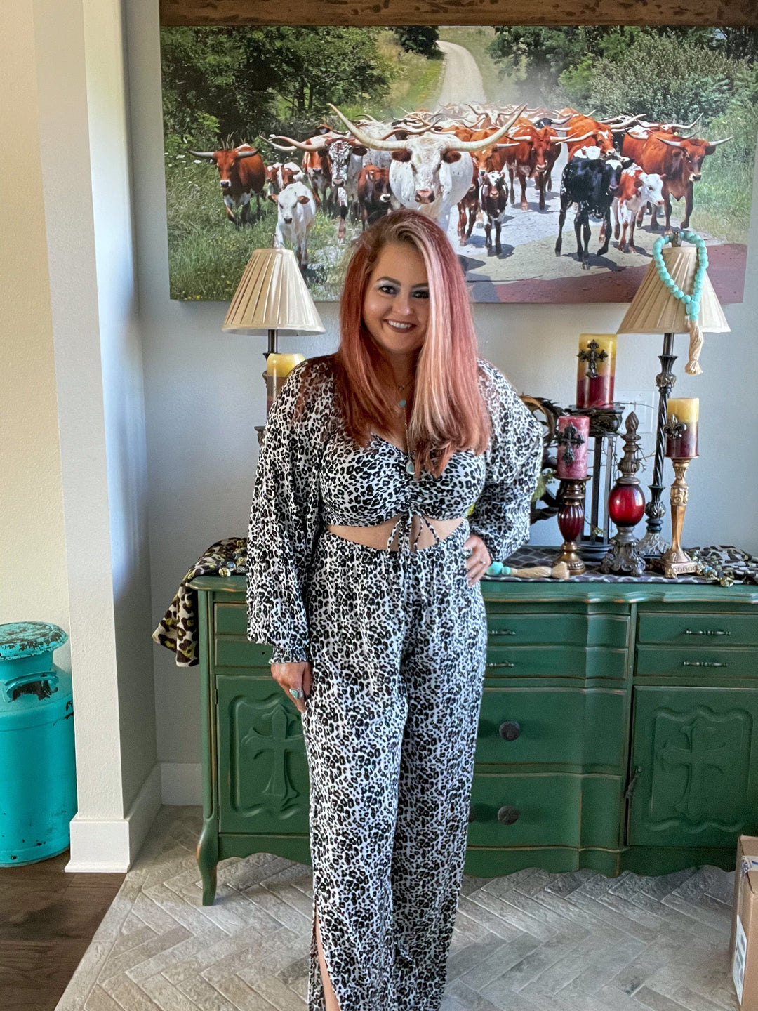 ALL OVER CHEETAH PRINT JUMPSUIT-Jumpsuits & Rompers-Rock & Roll Denim-Whiskey Ray's Boutique, Women's Western Wear Boutique in Waxahachie, TX