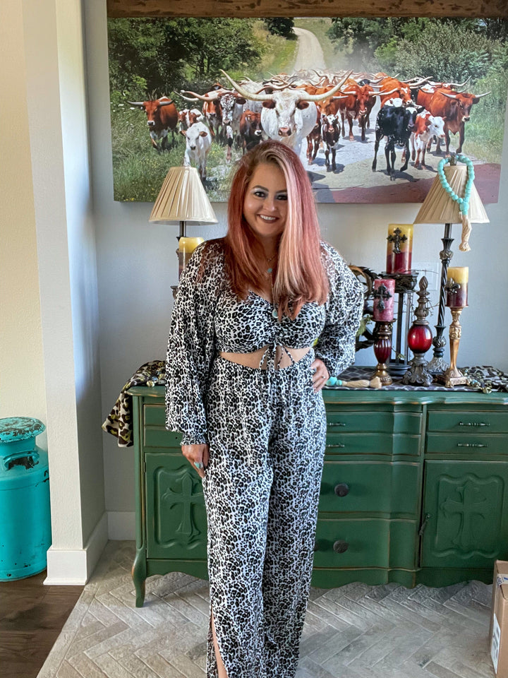 ALL OVER CHEETAH PRINT JUMPSUIT-Jumpsuits & Rompers-Rock & Roll Denim-Whiskey Ray's Boutique, Women's Western Wear Boutique in Waxahachie, TX