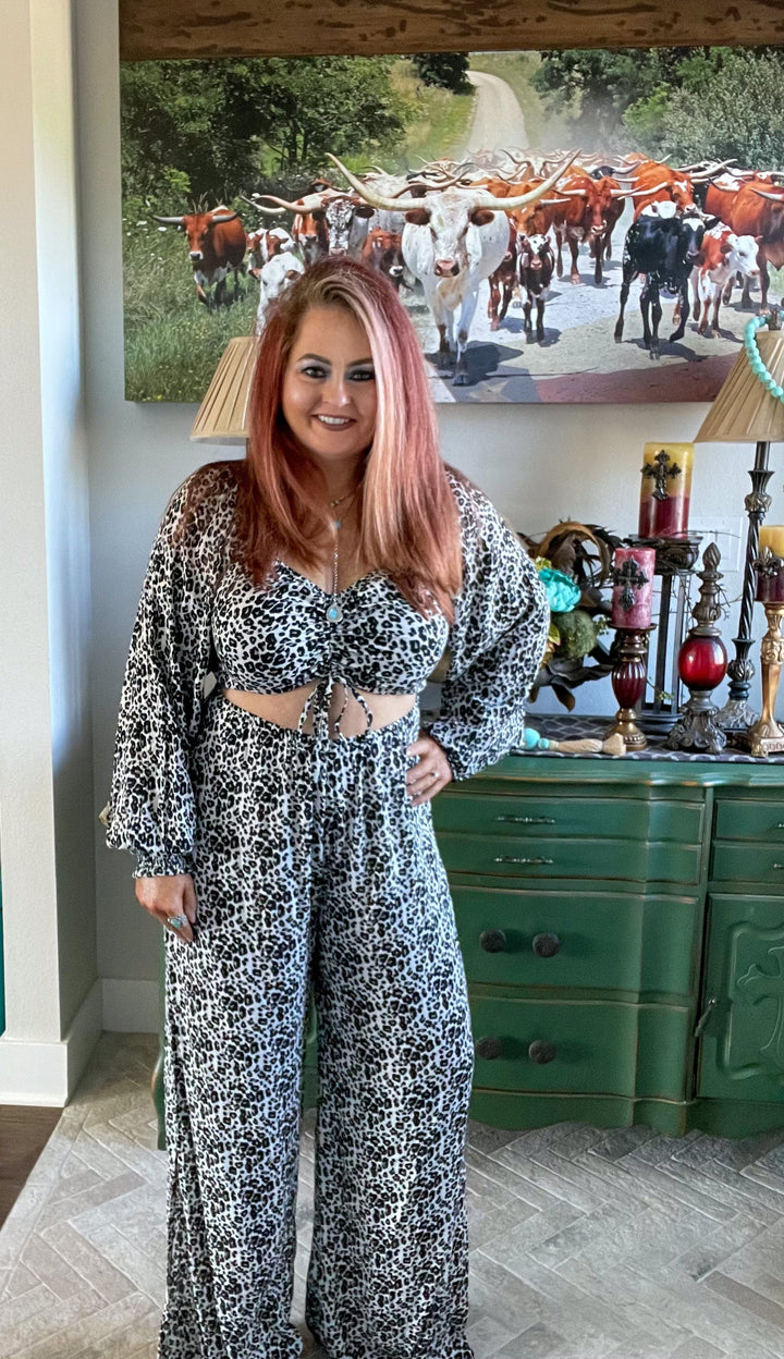 ALL OVER CHEETAH PRINT JUMPSUIT-Jumpsuits & Rompers-Rock & Roll Denim-Whiskey Ray's Boutique, Women's Western Wear Boutique in Waxahachie, TX