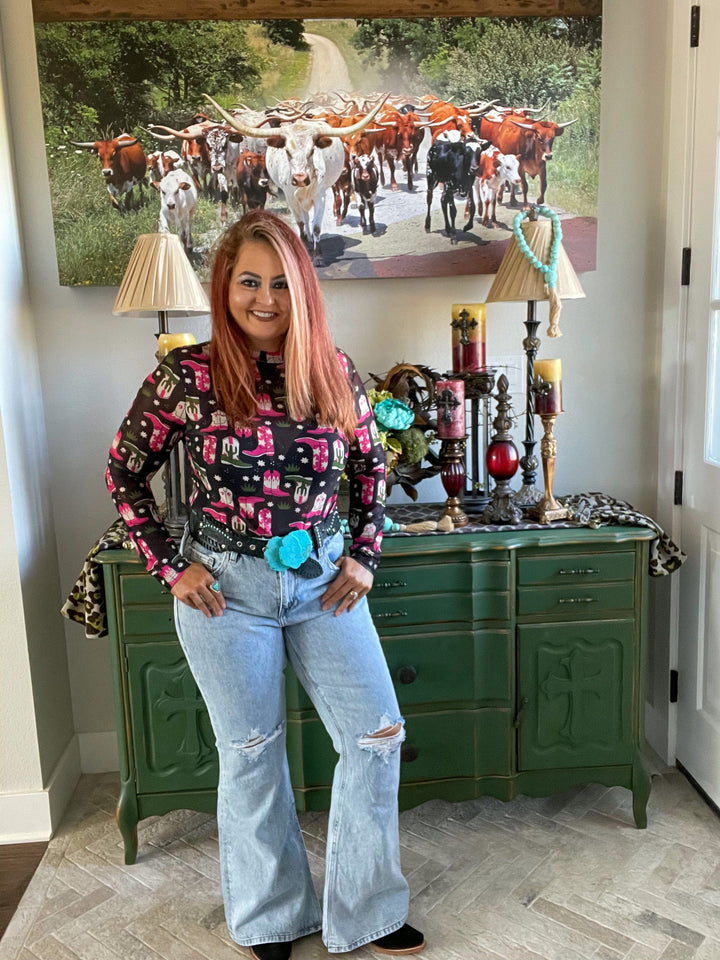 Rock N’ Roll Denim Hem Slit Rise Flare-Jeans-Rock & Roll Denim-Whiskey Ray's Boutique, Women's Western Wear Boutique in Waxahachie, TX