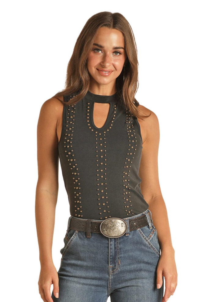 Rock N’ Roll Studded Top-Sleeveless-Rock & Roll Denim-Whiskey Ray's Boutique, Women's Western Wear Boutique in Waxahachie, TX