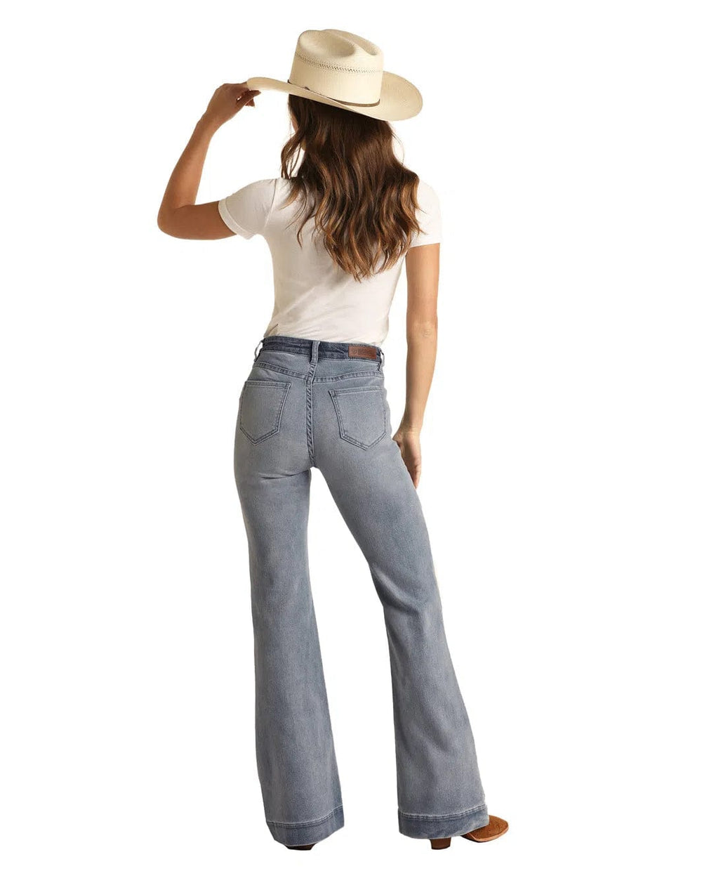 Rock & Roll Cowgirl Trouser Light Wash-Jeans-Rock & Roll Denim-Whiskey Ray's Boutique, Women's Western Wear Boutique in Waxahachie, TX