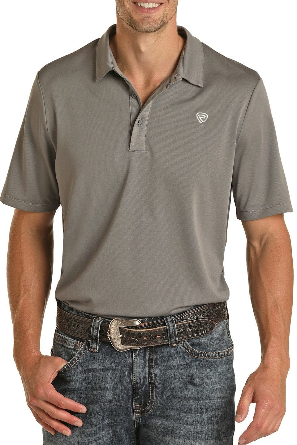Rock & Roll Denim Men's Polo Basic Shirt-Men's Shirts-Rock & Roll Denim-Whiskey Ray's Boutique, Women's Western Wear Boutique in Waxahachie, TX