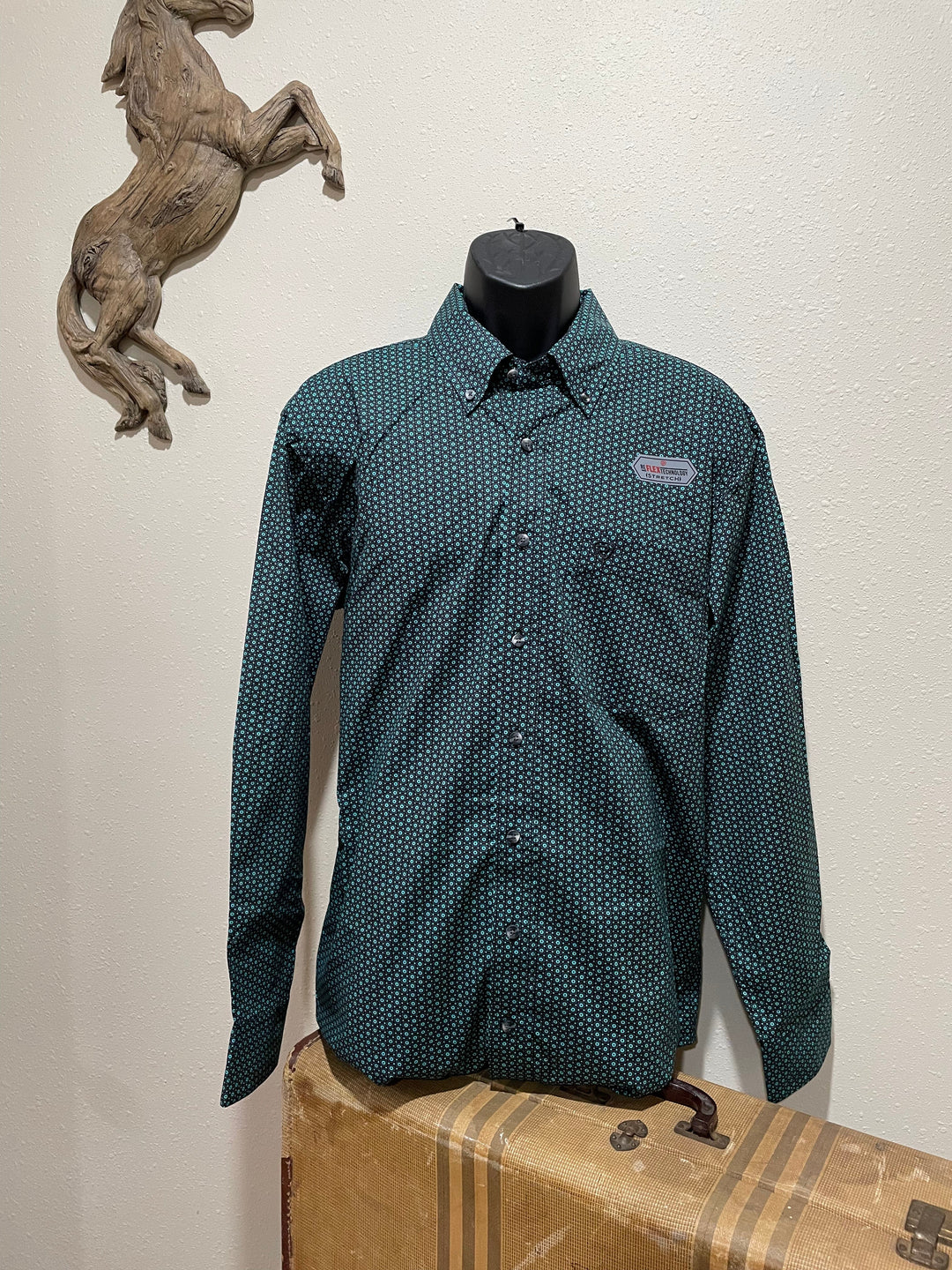 Rock & Roll Denim Slim Button Down Geo Print Shirt-Men's Shirts-Rock & Roll Denim-Whiskey Ray's Boutique, Women's Western Wear Boutique in Waxahachie, TX