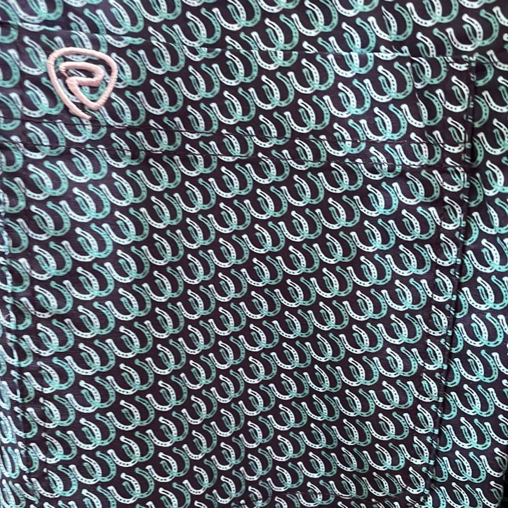 Rock & Roll Denim Slim Button Down Horseshoe Print Shirt-Men's Shirts-Rock & Roll Denim-Whiskey Ray's Boutique, Women's Western Wear Boutique in Waxahachie, TX