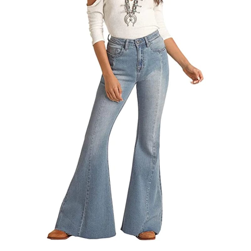 Rock & Roll Distressed Bell Bottom-Jeans-Rock & Roll Denim-Whiskey Ray's Boutique, Women's Western Wear Boutique in Waxahachie, TX